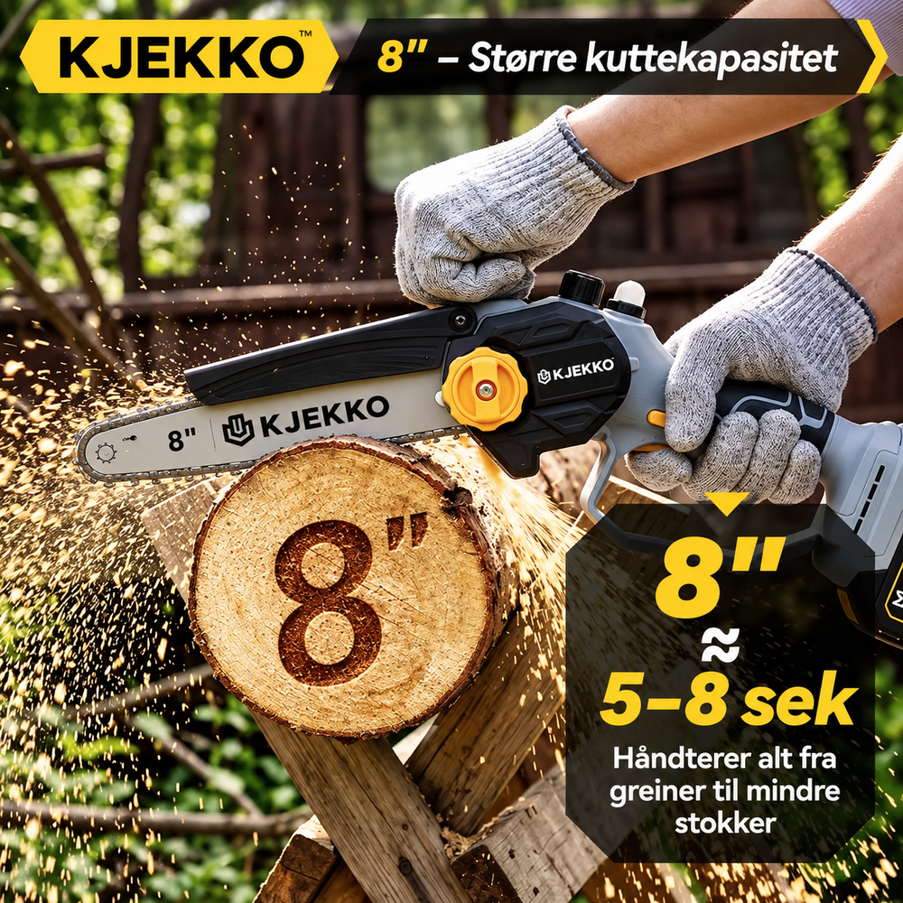 Kjekko™ Minisag 8” – Kraftig, kompakt & batteridrevet
